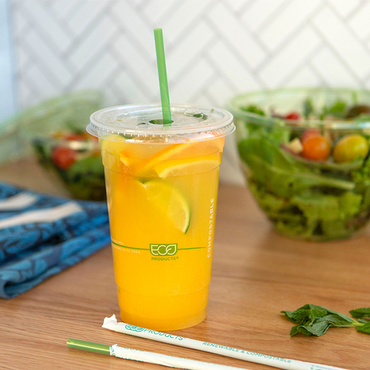 Eco-Products GreenStripe Compostable PLA Cold Cups 20 oz (QTY 1000), SKU EP-CC20-GS