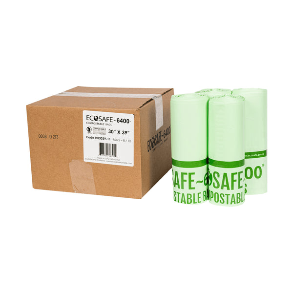EcoSafe Zero Waste 30 Gallon Compostable Bags 30x39 Extra Strong (QTY 96), SKU HB3039-11