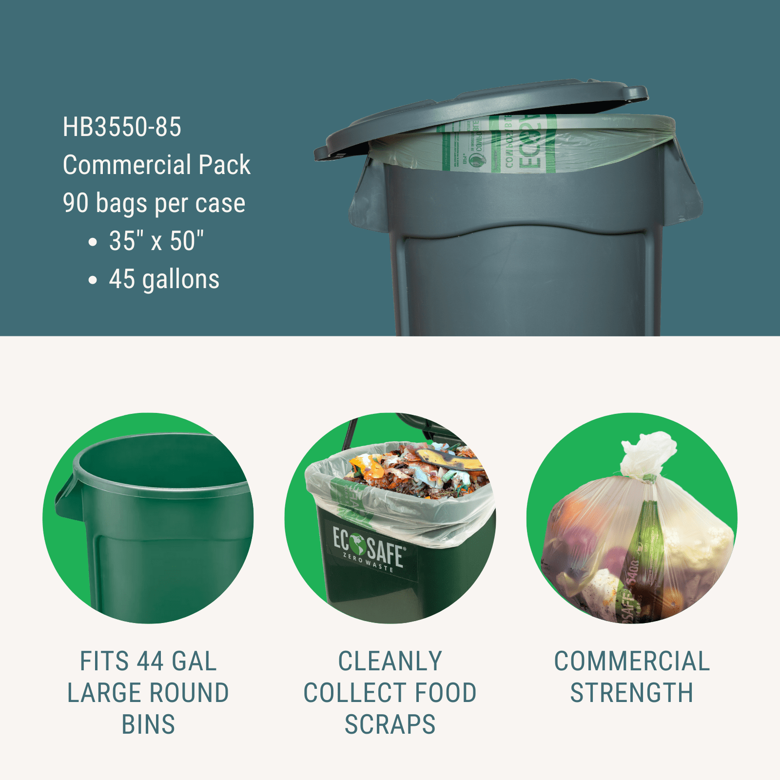 39 Gallon Compostable Bags EcoSafe 33x48 (QTY: 90)