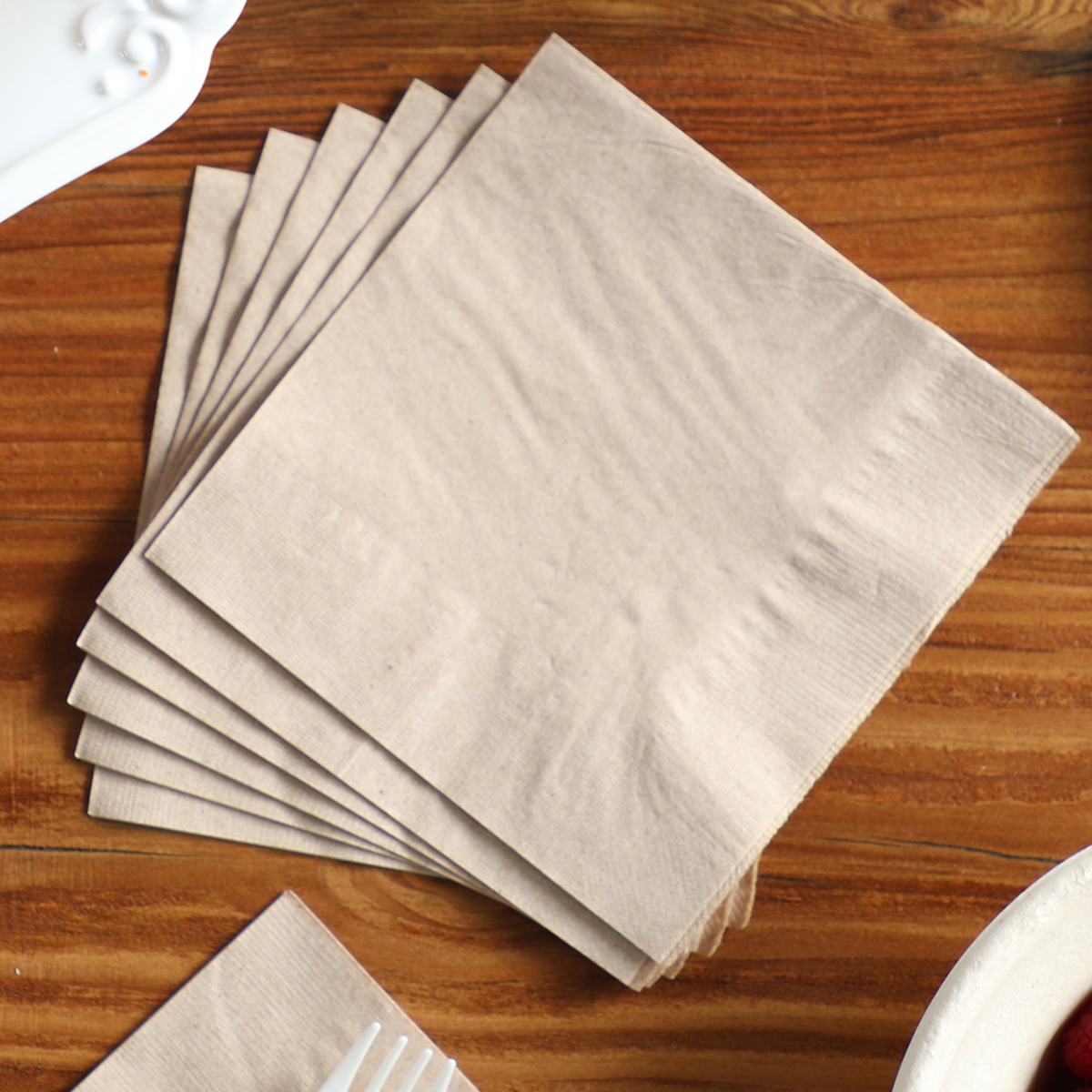 World Centric 5" x 5" Compostable 2-Ply Beverage Napkins – 100% Recycled Paper (QTY 4000), SKU NP-SC-BV