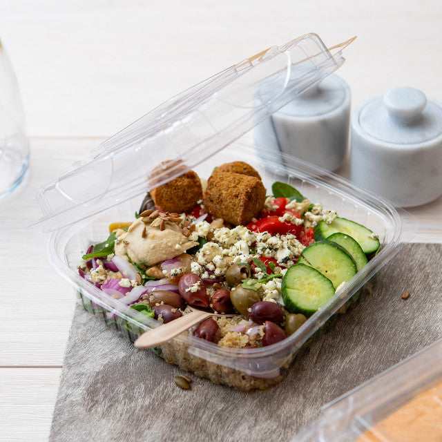 Eco-Products GreenStripe Renewable & Compostable Clear Clamshells - 8in x 8in x 3in (QTY 160), SKU EP-LC81