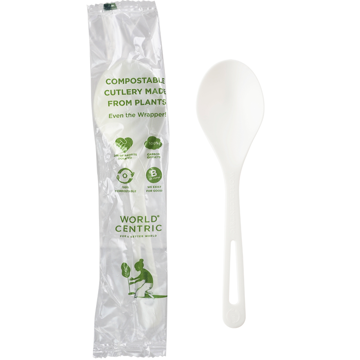 World Centric 6" TPLA Soup Spoon - Wrapped (QTY:750)