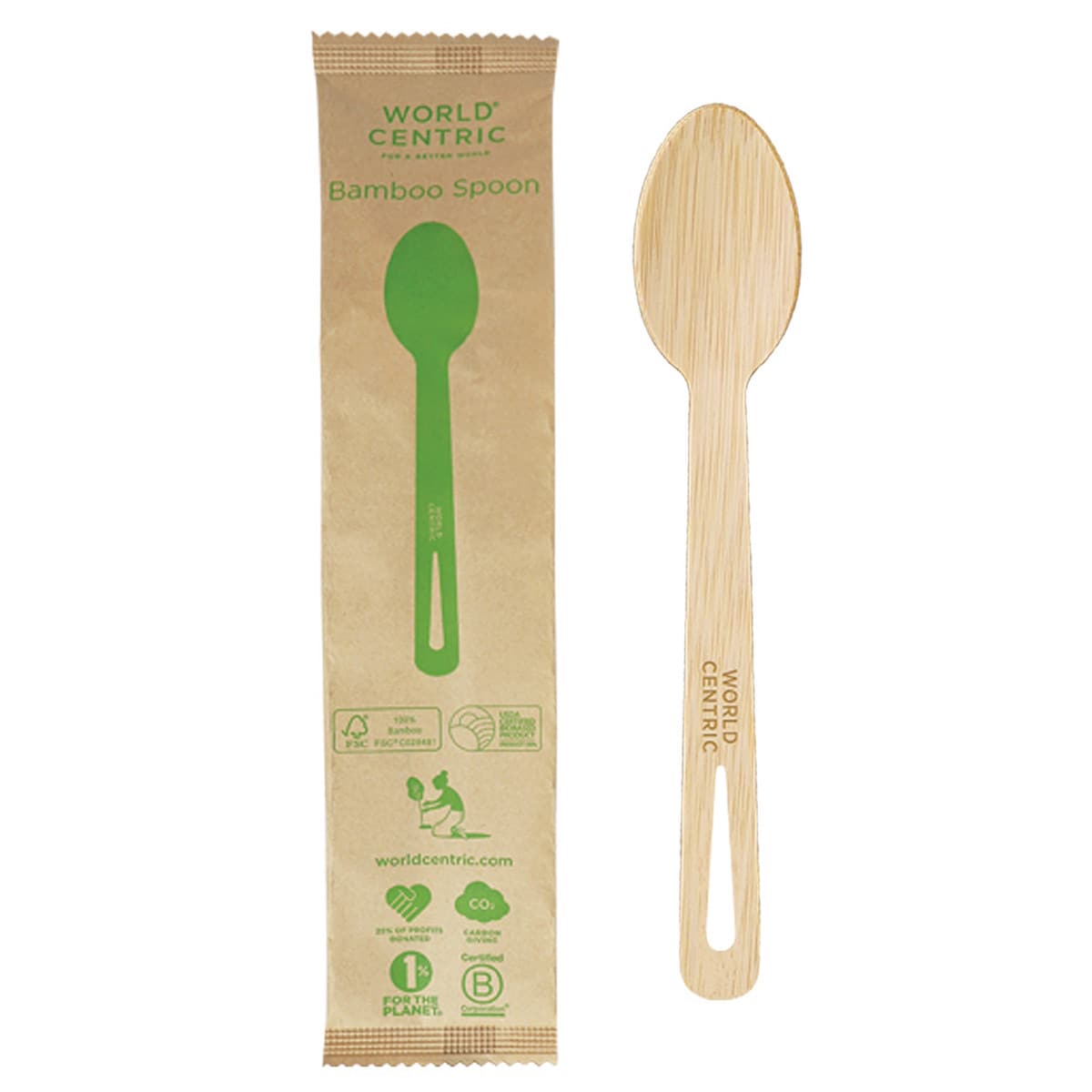 World Centric 6.7" Bamboo Spoons - Wrapped (QTY:750)