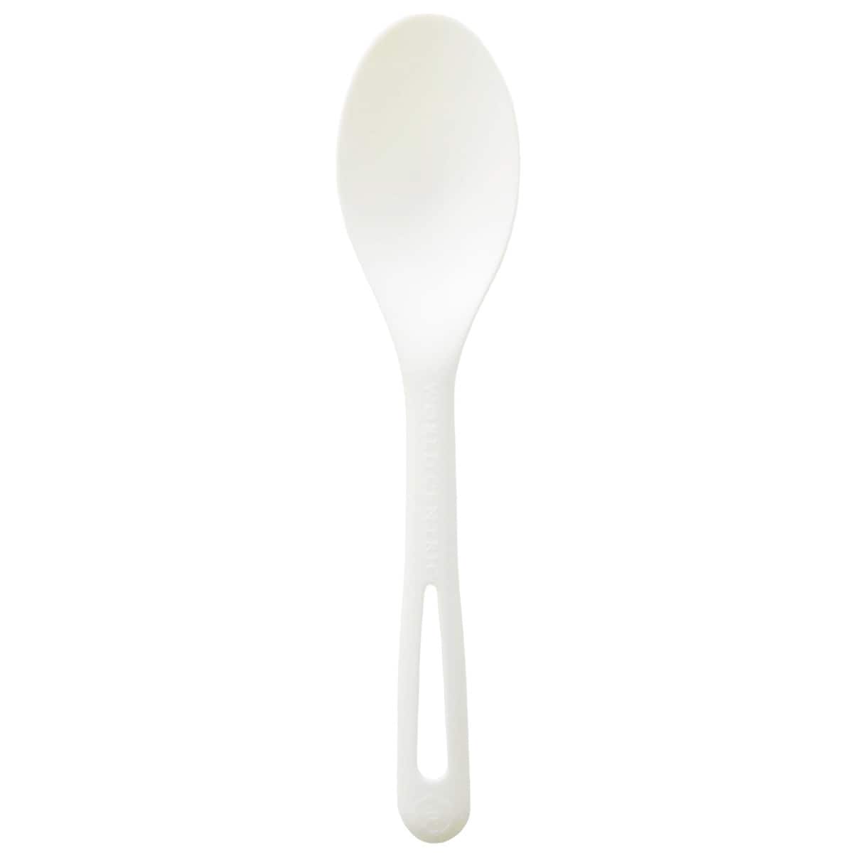 World Centric 6in TPLA Ribbed Spoon Compostable Plant-Based Cutlery (QTY 1000), SKU SP-PS-6L