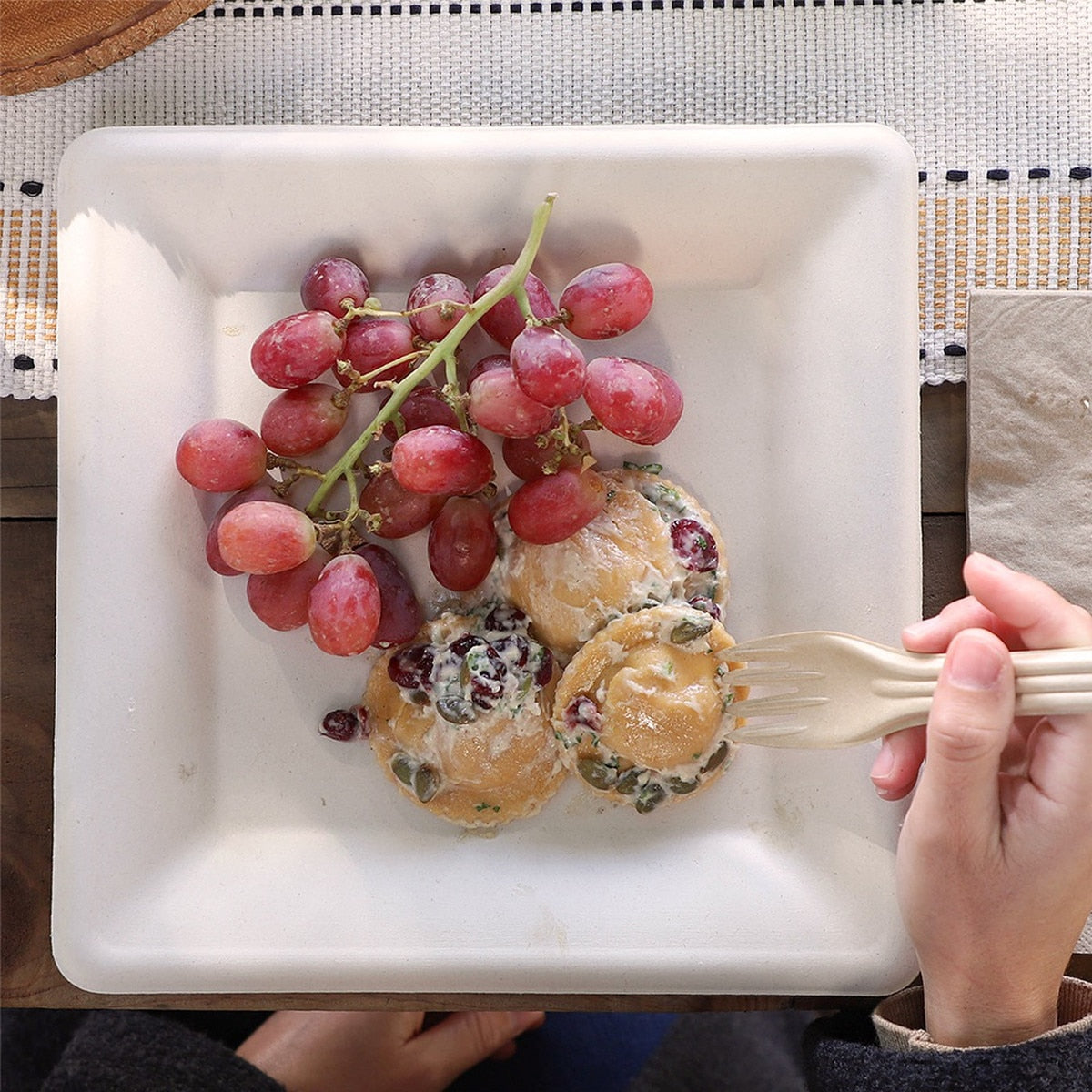 World Centric 10 in Fiber Square Plate Compostable Plant Fiber Plate (QTY 500), SKU SQ-FB-10-LFS