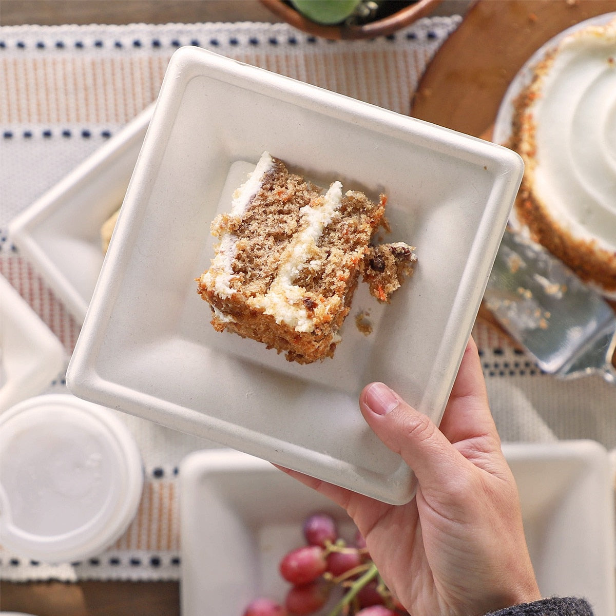 World Centric 6 in Fiber Square Plate Compostable Plant Fiber Plate (QTY 1000), SKU SQ-FB-6-LFS