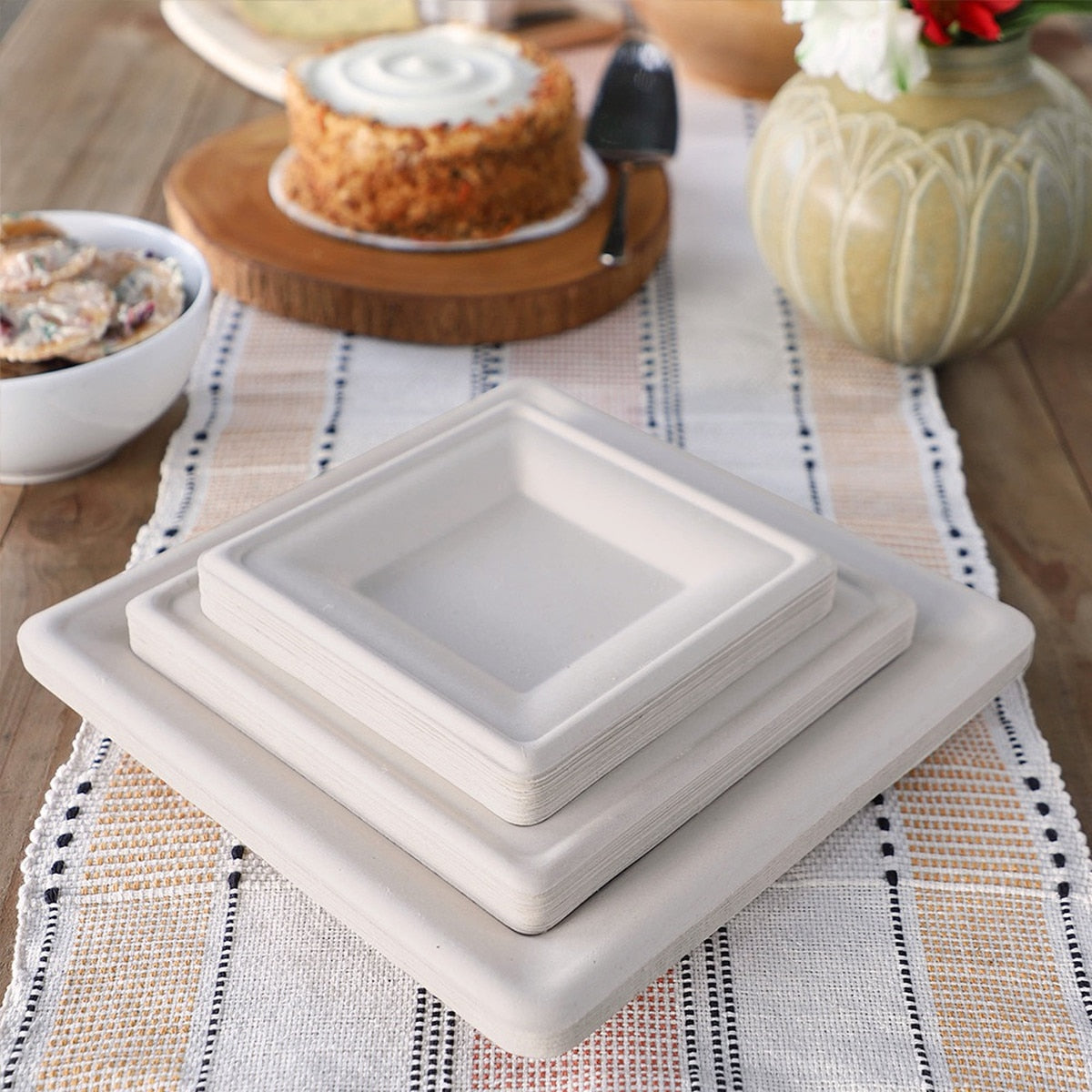 World Centric 6 in Fiber Square Plate Compostable Plant Fiber Plate (QTY 1000), SKU SQ-FB-6-LFS