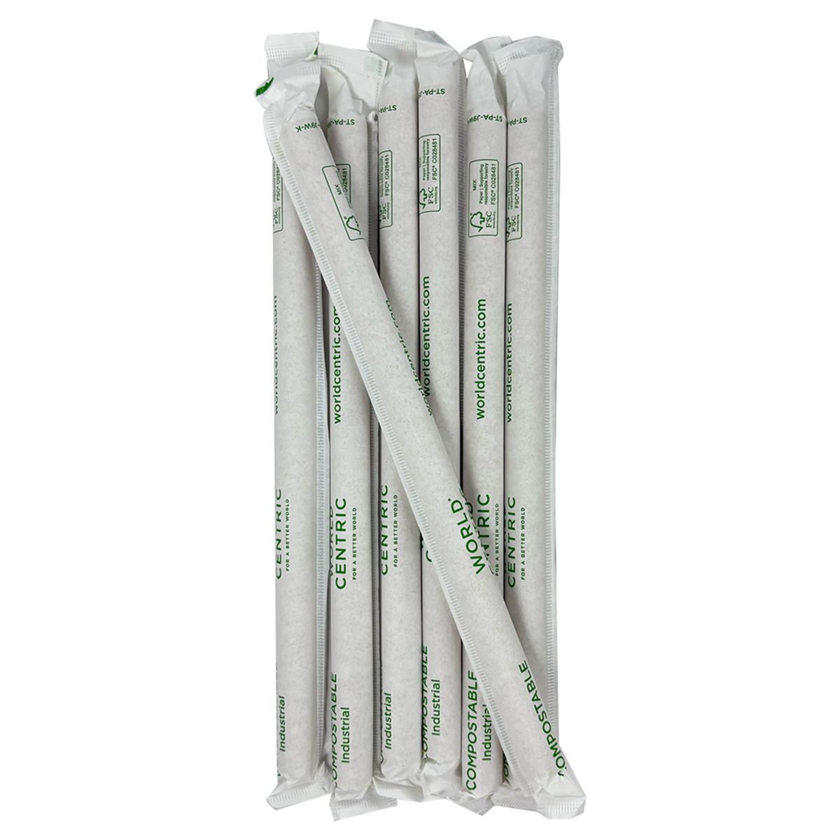 World Centric 9 in Kraft Paper Jumbo Straw Wrapped Compostable FSC Certified (QTY 2000), SKU ST-PA-J9W-K