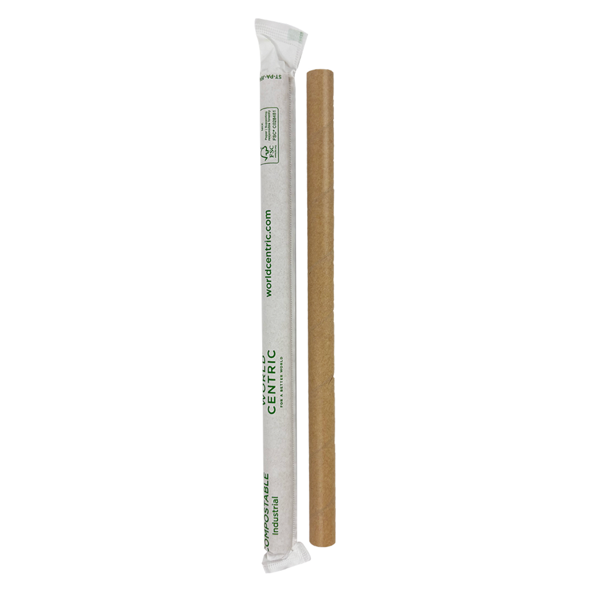 World Centric 9 in Kraft Paper Jumbo Straw Wrapped Compostable FSC Certified (QTY 2000), SKU ST-PA-J9W-K