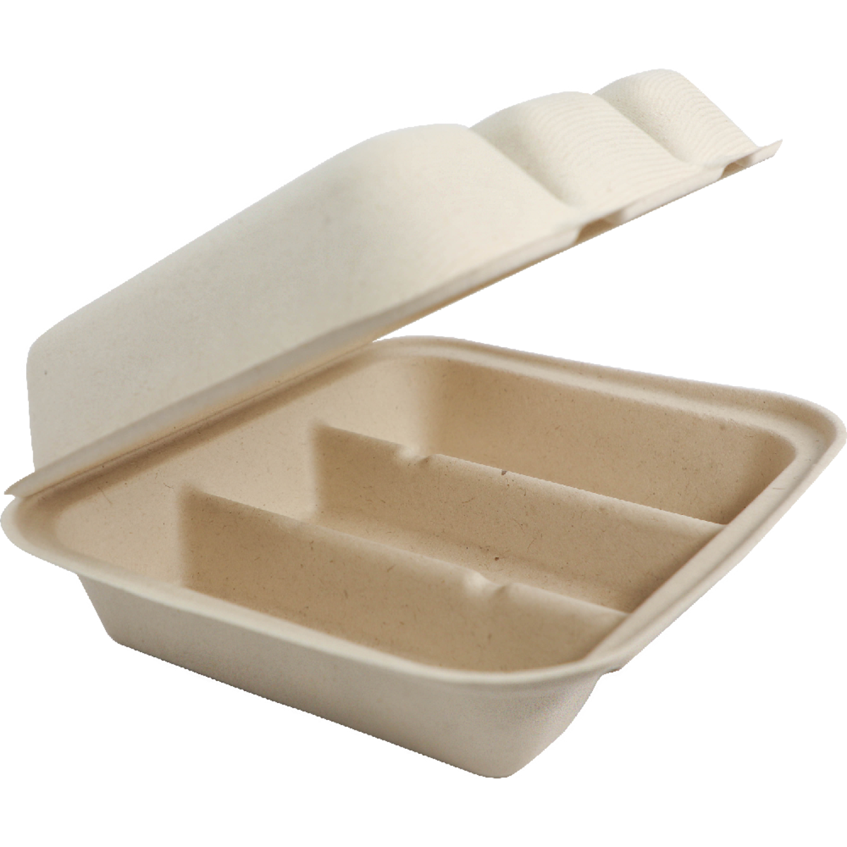 World Centric 9x8x3" Fiber Taco Box, 3-Compt (QTY:300)