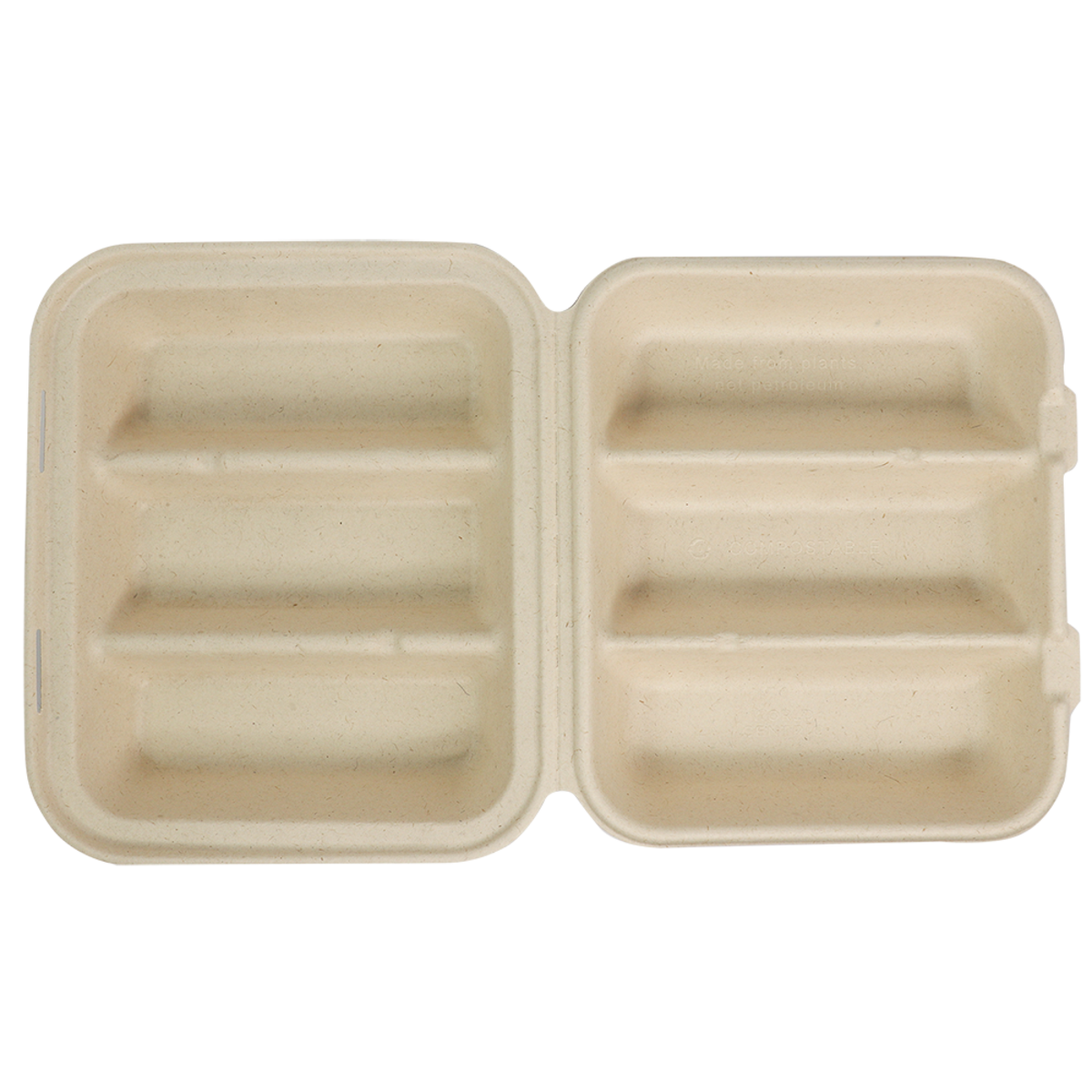 World Centric 9x8x3" Fiber Taco Box, 3-Compt (QTY:300)