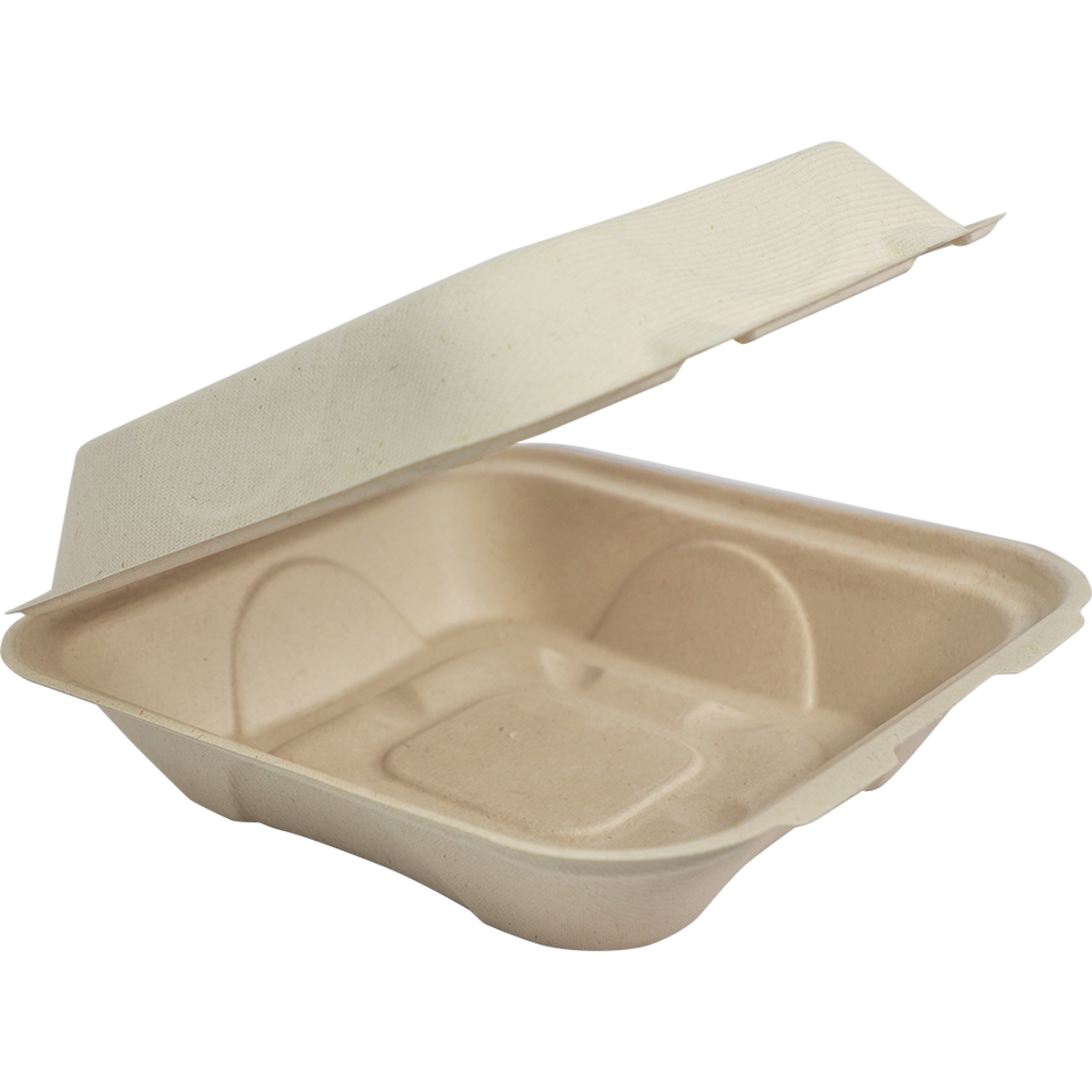 World Centric Fiber Clamshell Takeout Container, Bamboo Plant Fiber, 9 x 9 x 3 in (QTY 300), SKU TO-SC-U9-LFP