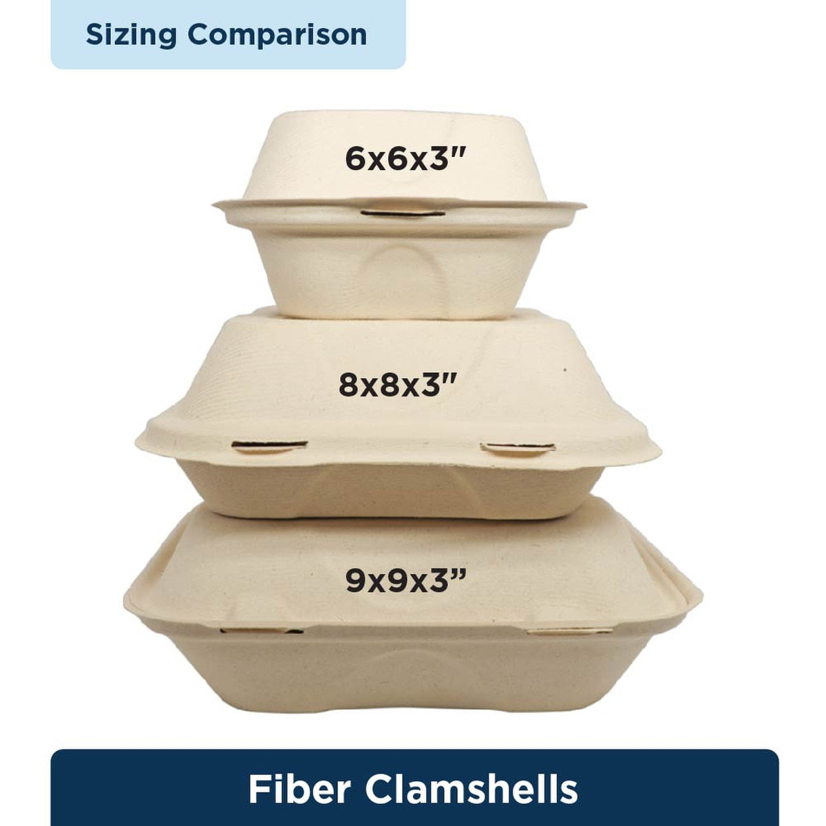 World Centric Fiber Clamshell Takeout Container, Bamboo Plant Fiber, 9 x 9 x 3 in (QTY 300), SKU TO-SC-U9-LFP