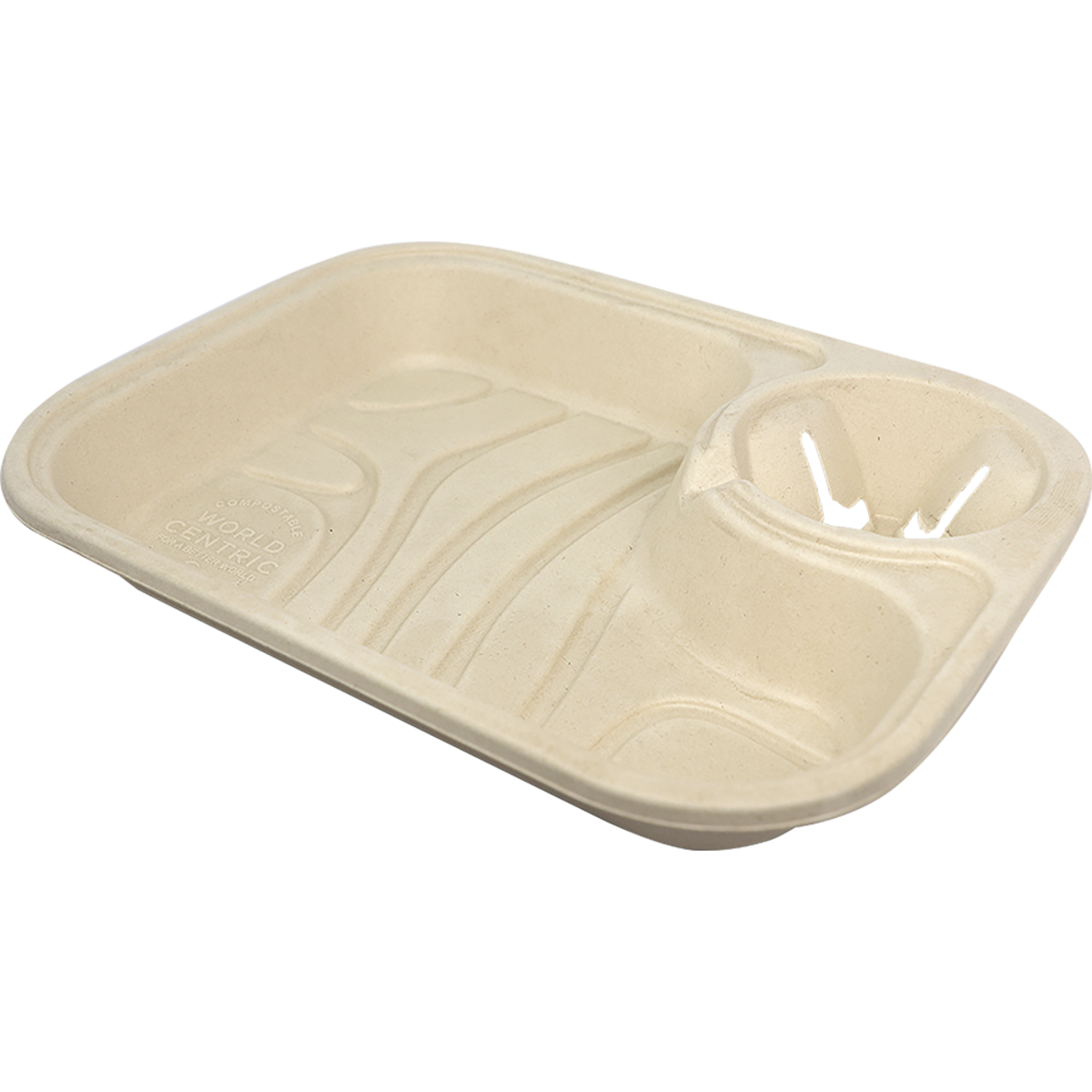 World Centric 13x10" Large Serving Tray with Cup Holder (QTY:200)