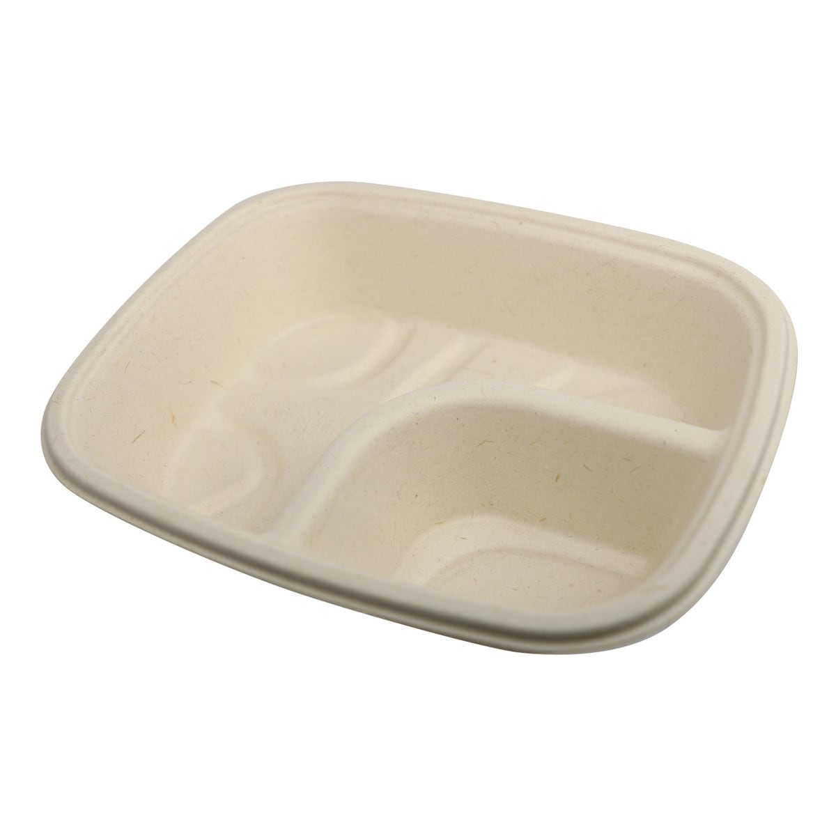 World Centric 7x5x1.5" Fiber Nacho Tray, 2-Compartment (QTY:600)