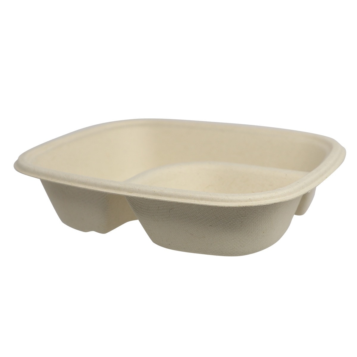 World Centric 7x5x1.5" Fiber Nacho Tray, 2-Compartment (QTY:600)