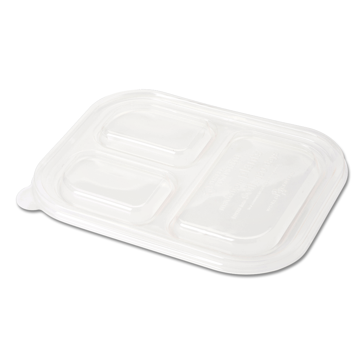World Centric LID PLA - Fits TR-SC-U10T, TR-SC-U10TL, TR-SC-10T3 Fiber Containers, Clear, 3-Compt (QTY:400)