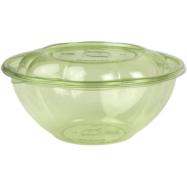 Vegware Veridian 24oz PLA Petal Salad Bowl w/ Lid green (QTY:150)