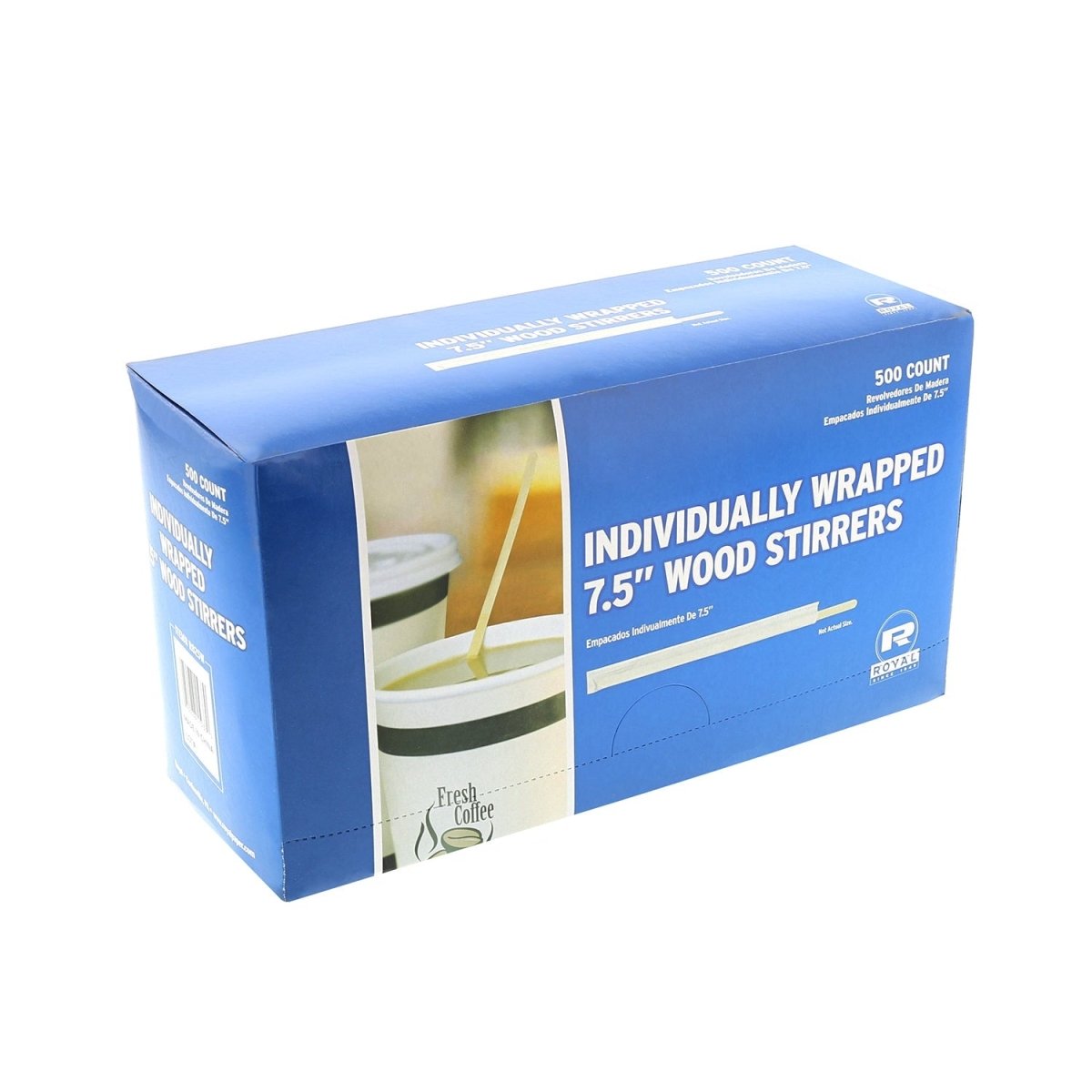 Royal Paper 7.5" Individually Wrapped Wood Stirrers (QTY:5000)