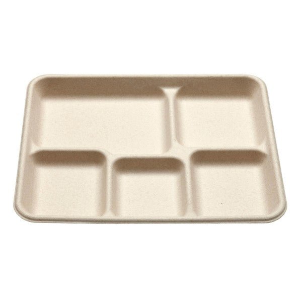 Vegware 5-Comp Molded Fiber Meal Tray - Natural Brown (QTY:500)