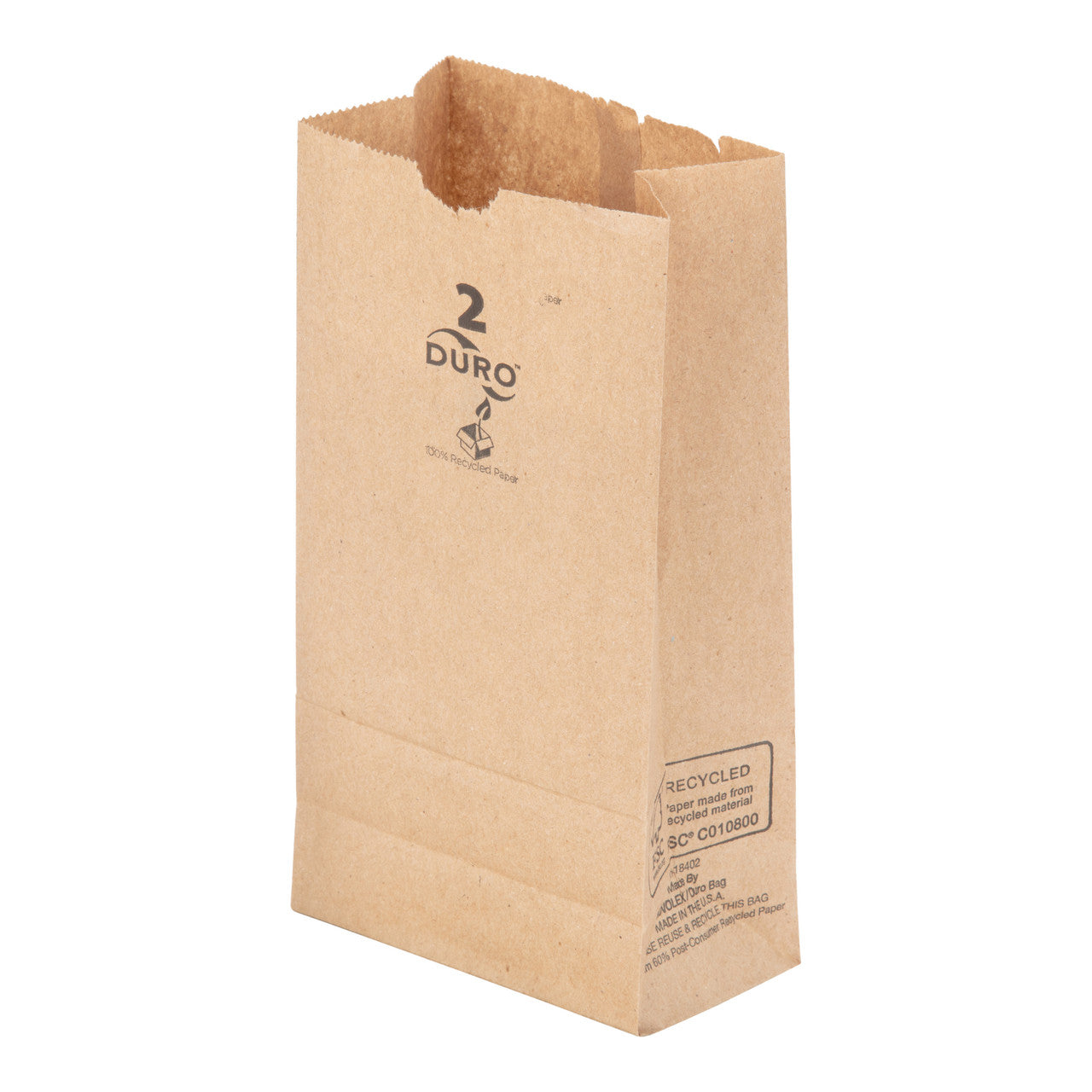 Duro 2 lb Kraft Grocery Bag 30# Recycled Paper (QTY 500), SKU 18402