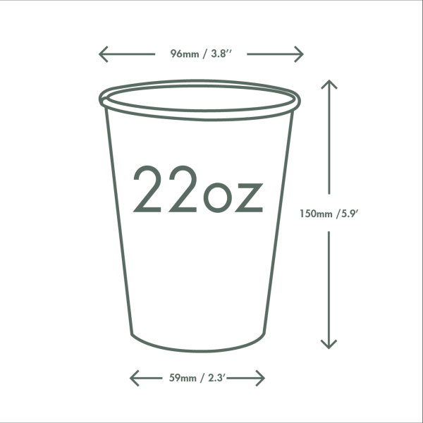 Vegware 22oz PLA-lined paper cold cup, 96-Series (QTY:1000)