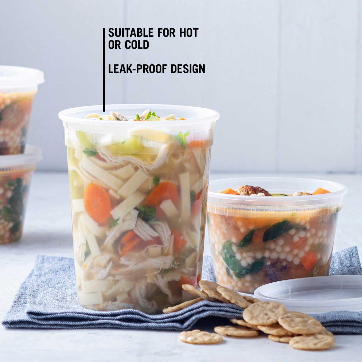 Newspring DELItainer 32 oz Deli Cup & Lid Combo Pack, Clear Polypropylene, Leak-Resistant (QTY 240), SKU YSD2532