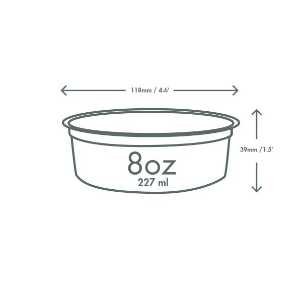 8oz PLA round deli container (QTY:500)