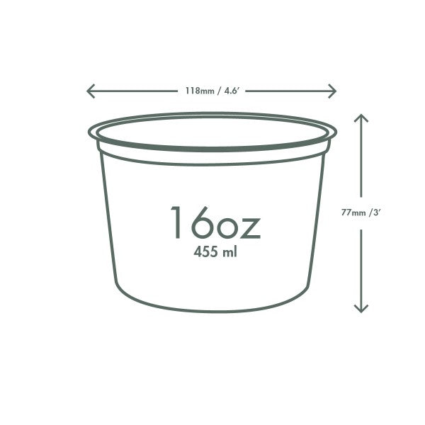 16oz PLA round deli container (QTY:500)