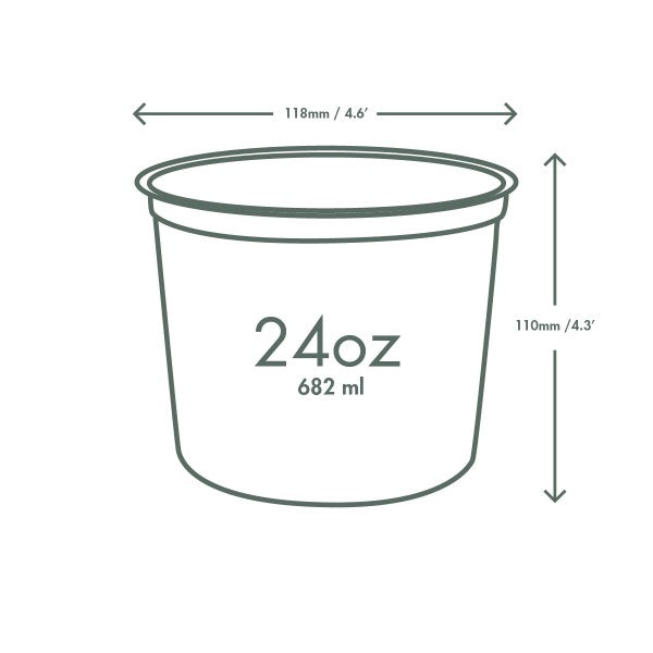 24oz PLA round deli container (QTY:500)