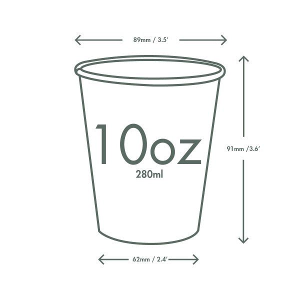 Vegware 10oz white hot cup, 89-Series (QTY:1000)