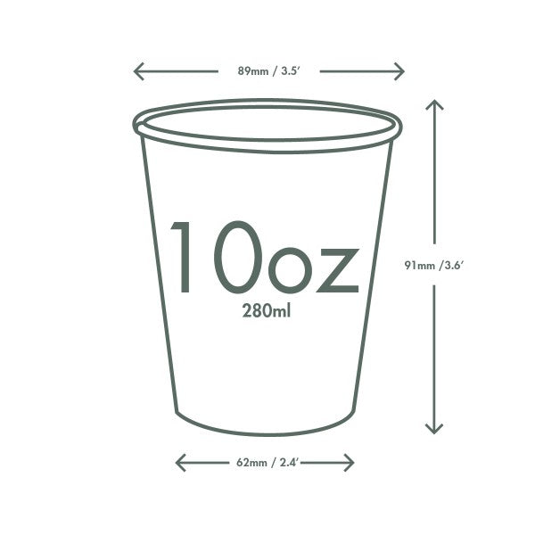 Vegware 10oz brown kraft hot cup, 89-Series (QTY:1000)