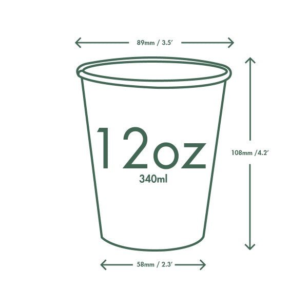 Vegware 12oz White Hot Cup, 89-Series (QTY:1000)