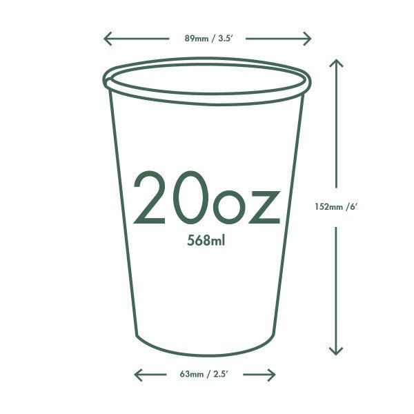 Vegware  Previous Next   20oz white hot cup, 89-Series (QTY:1000)