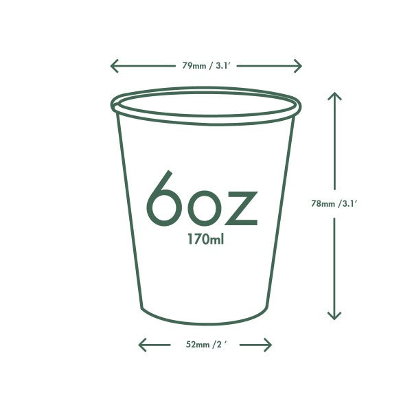 Vegware 6oz white hot cup, 79-Series (QTY:1000)