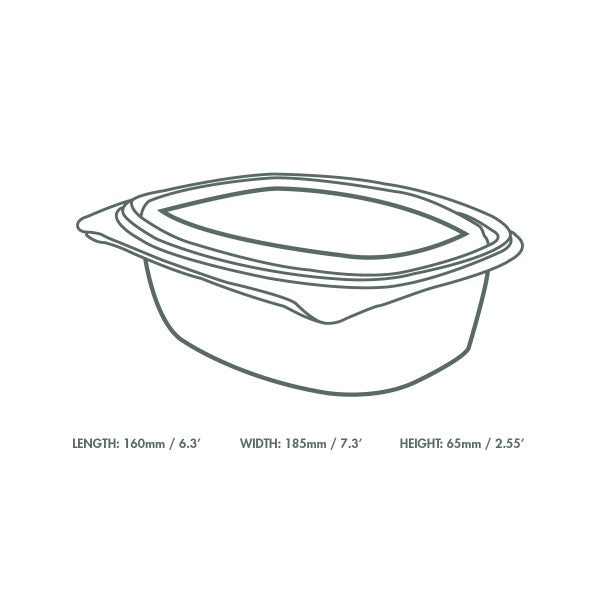 32oz PLA hinged deli container (QTY:200)