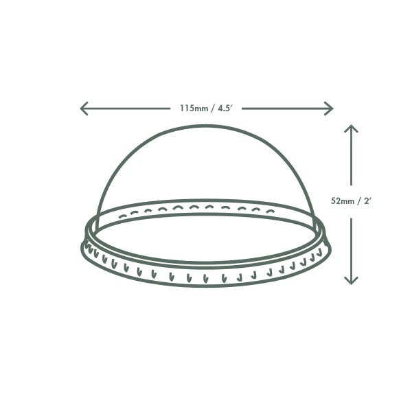 Vegware 115-Series dome PLA cold lid (QTY:500)