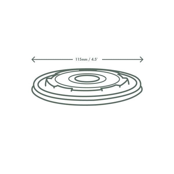 Vegware 115-Series Flat Hot Lid CPLA Compostable (QTY 500), SKU VLID115S