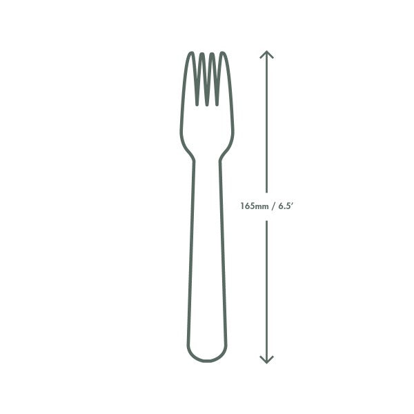 Vegware Compostable CPLA Fork 6.5in (QTY 1000), SKU VW-FK6.5