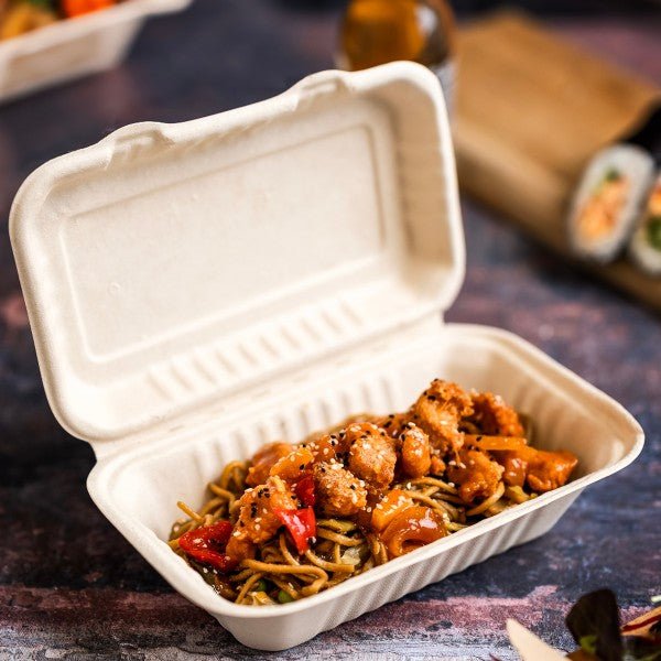 Vegware 9 x 6in hoagie clamshell, white molded fiber (QTY:250)