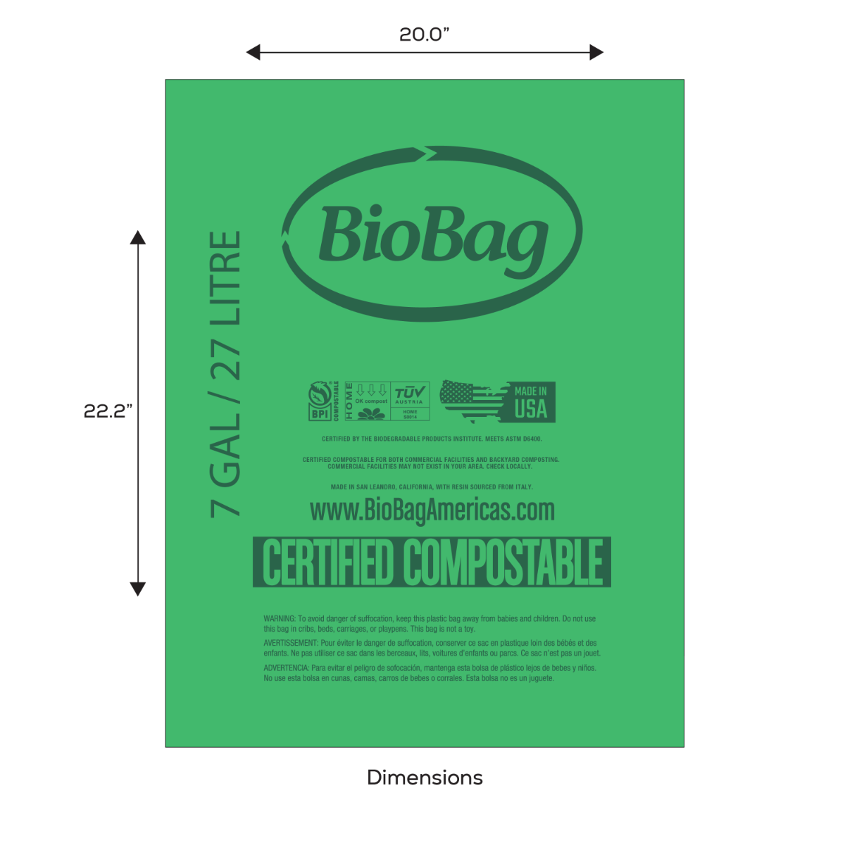 BioBag 7 Gallon Compostable Liners (QTY:600)