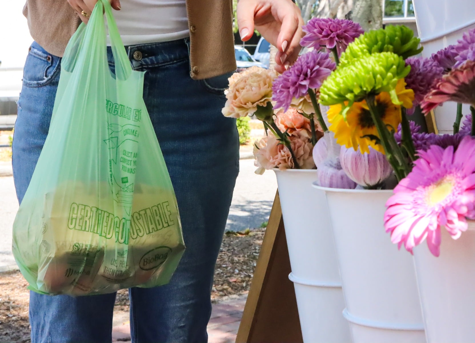 BioBag Compostable Shopping Bags with Handles 16.1x19.7in (QTY 500), SKU RegSHOP