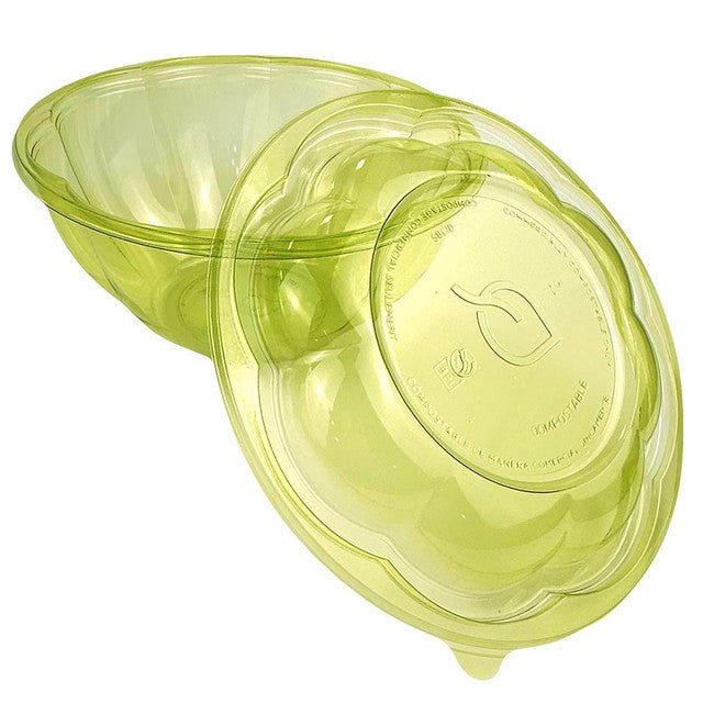 Vegware Veridian 24oz PLA Petal Salad Bowl w/ Lid green (QTY:150)