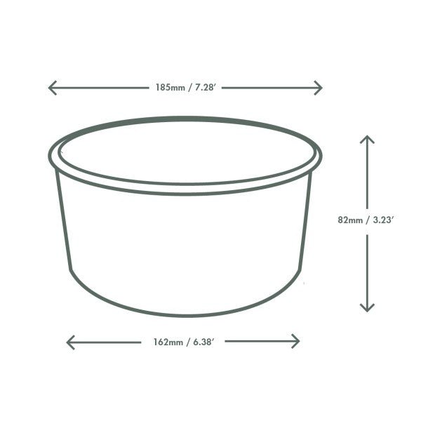 Vegware 48oz PLA-lined paper food bowl, 185-Series (QTY:300)