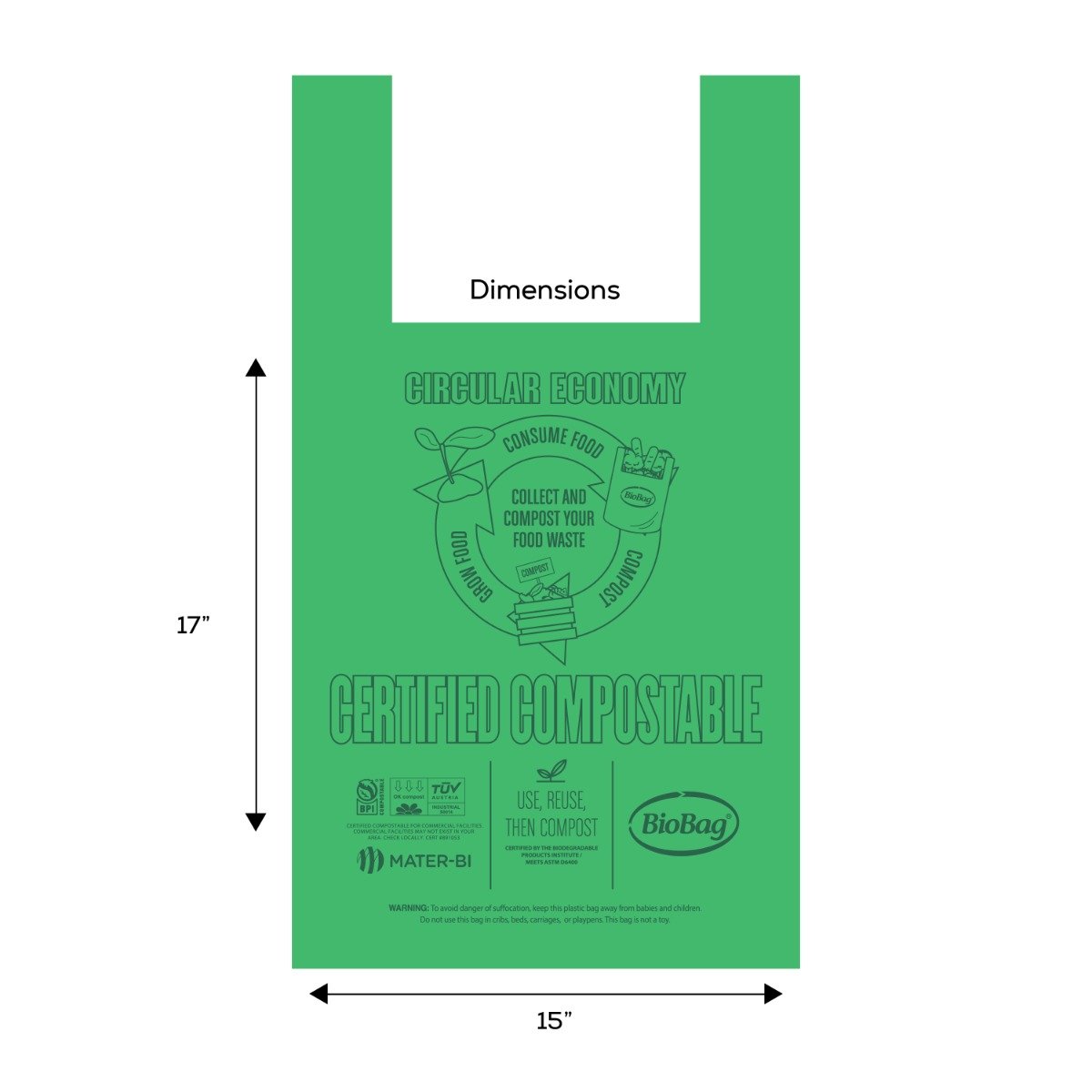 BioBag Small Shopper Compostable Bags - 15x17 (QTY 600), SKU SmallSHOP
