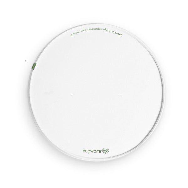 Vegware 185-Series PLA-Lined Paper Lid with Vents for Food Containers (QTY 300), SKU VLID185PG