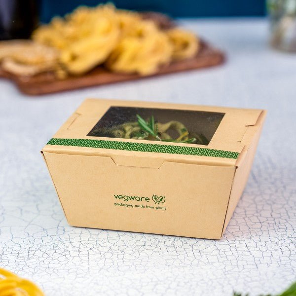 Vegware Compostable 26oz Windowed Food Box #1, FSC Mix Credit SA-COC-013255 (QTY:200)