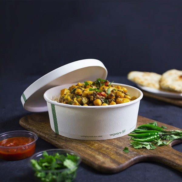 Vegware 185-Series PLA-lined paper lid with vents (QTY:300)