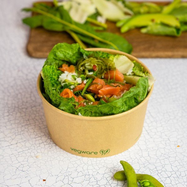 Vegware 34oz/1000ml round kraft food container, 150-Series (QTY:300)