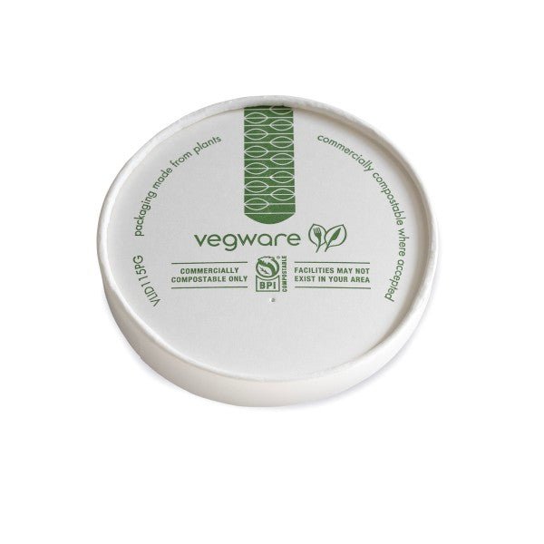 Vegware 115-Series PLA-lined paper lid with vents (QTY:500)